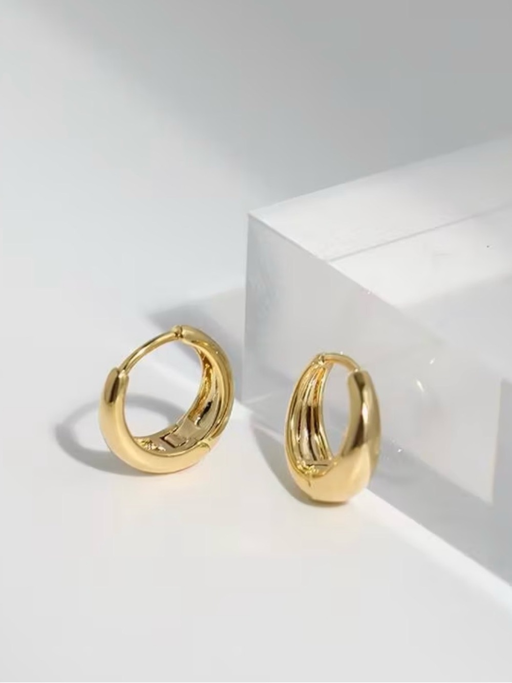 Gold Mini Chunky Huggie Hoop Earrings - Women Jewelry